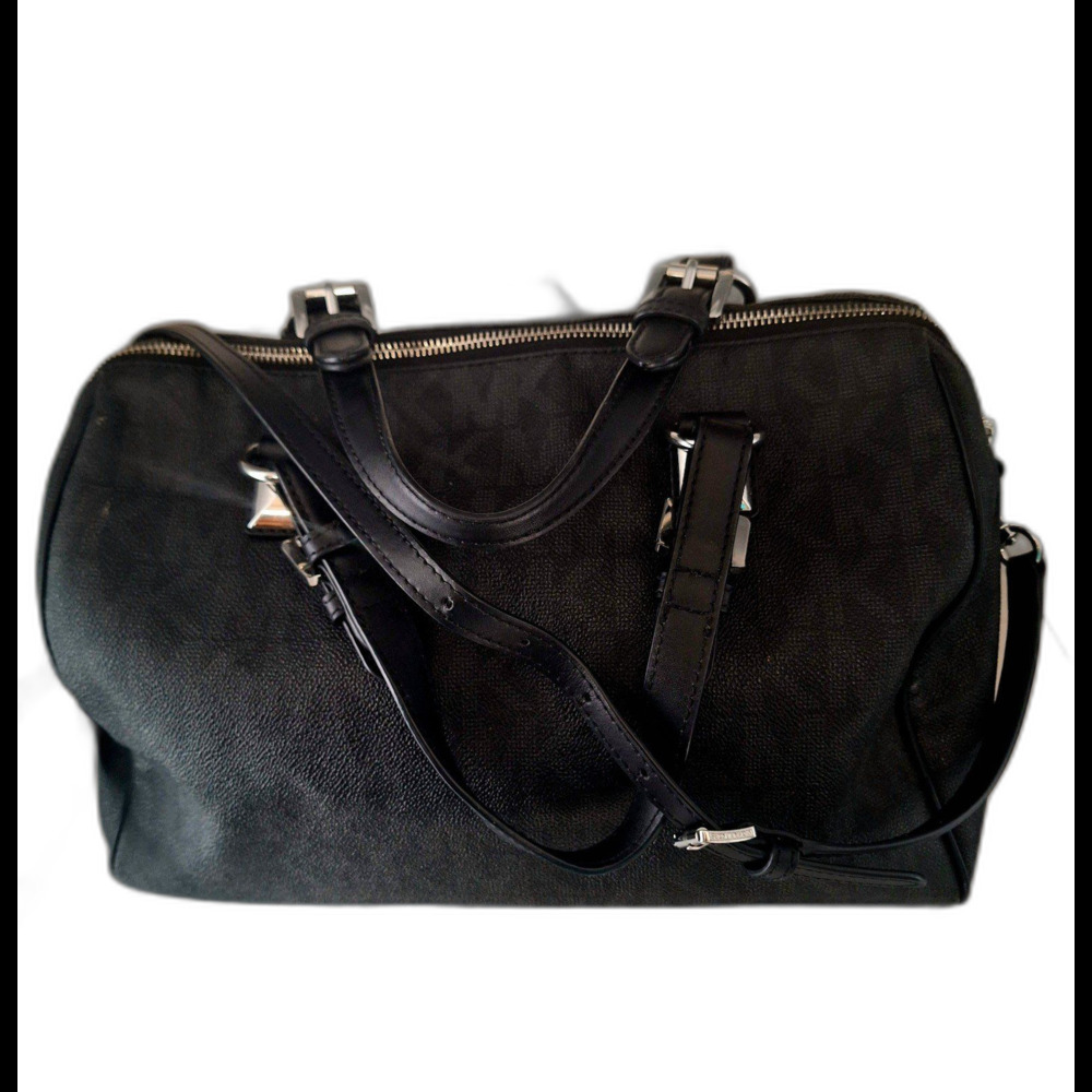 Michael Kors Grayson 35F6SGYS3B Black PVC Leather Handbag Satchel Purse
